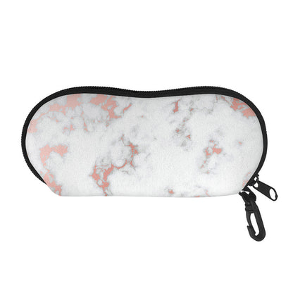White Rose Gold Marble Print Glasses Case
