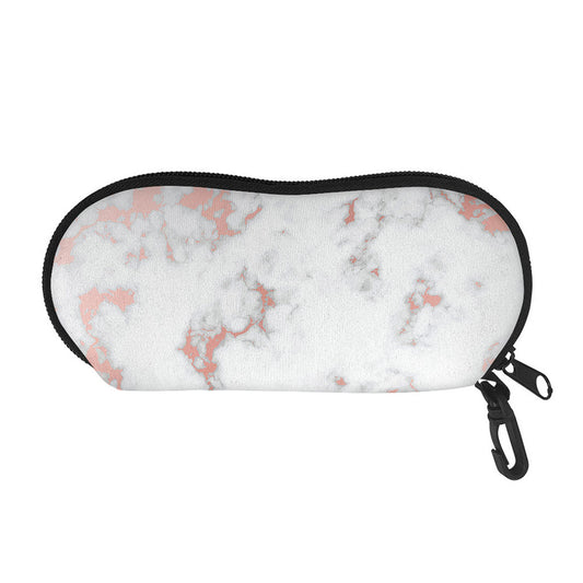 White Rose Gold Marble Print Glasses Case
