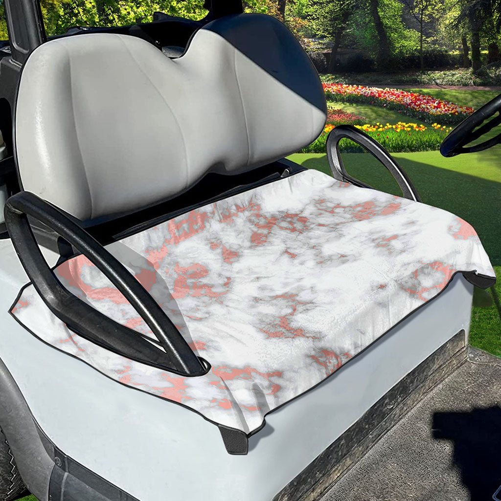 White Rose Gold Marble Print Golf Cart Seat Cover