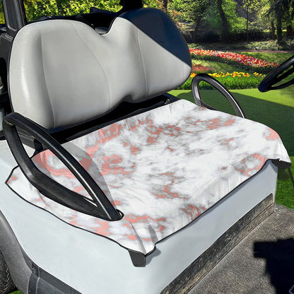 White Rose Gold Marble Print Golf Cart Seat Cover