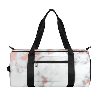 White Rose Gold Marble Print Gym Bag