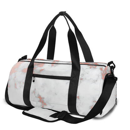 White Rose Gold Marble Print Gym Bag