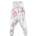White Rose Gold Marble Print Hammer Pants