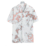 White Rose Gold Marble Print Hawaiian Shirt