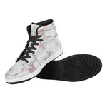 White Rose Gold Marble Print High Top Leather Sneakers
