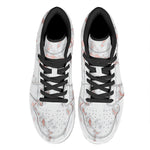White Rose Gold Marble Print High Top Leather Sneakers