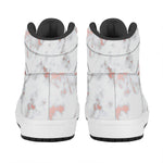 White Rose Gold Marble Print High Top Leather Sneakers