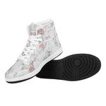 White Rose Gold Marble Print High Top Leather Sneakers