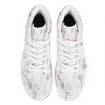 White Rose Gold Marble Print High Top Leather Sneakers