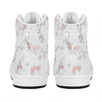 White Rose Gold Marble Print High Top Leather Sneakers