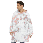White Rose Gold Marble Print Hoodie Blanket