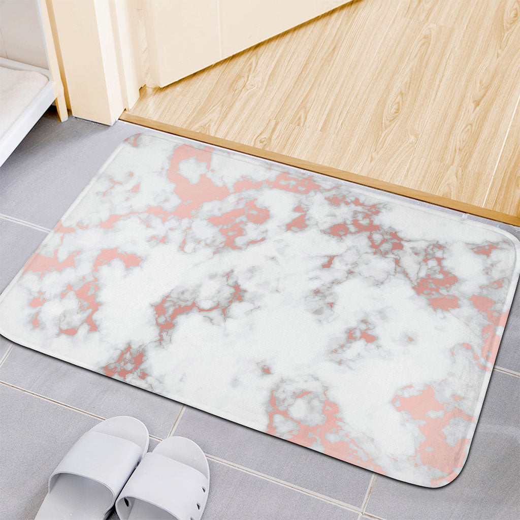 White Rose Gold Marble Print Indoor Door Mat