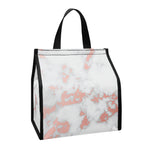 White Rose Gold Marble Print Insulated Lunch Tote
