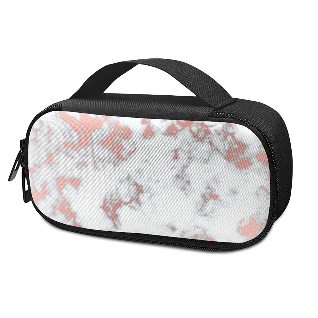 White Rose Gold Marble Print Insulin Cooler Travel Case