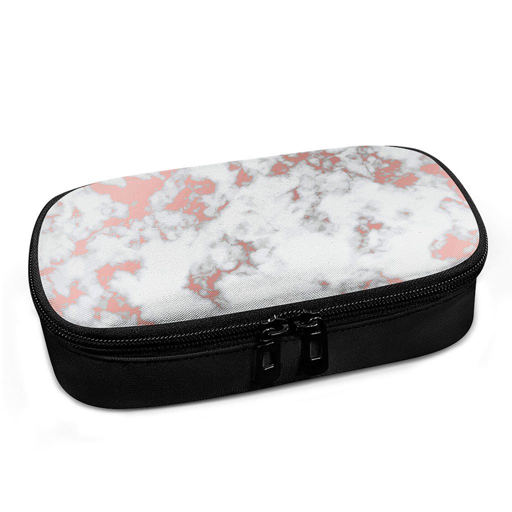 White Rose Gold Marble Print Insulin Cooler Travel Case