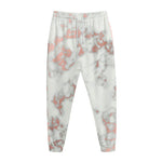 White Rose Gold Marble Print Jogger Pants