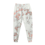 White Rose Gold Marble Print Jogger Pants