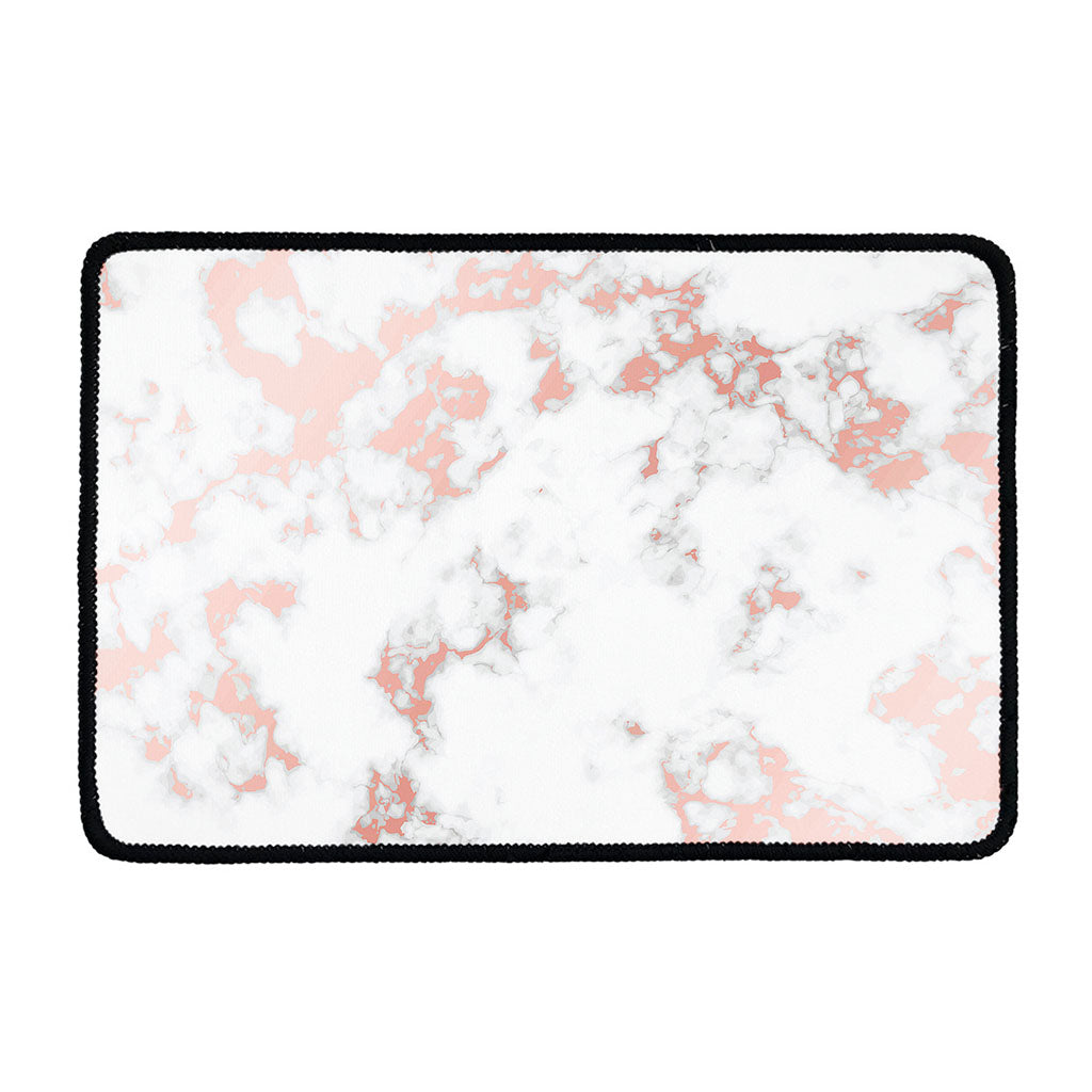 White Rose Gold Marble Print Kitchen Mat