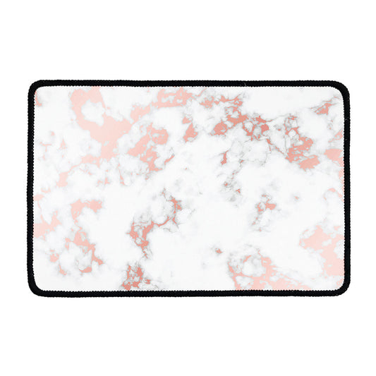 White Rose Gold Marble Print Kitchen Mat