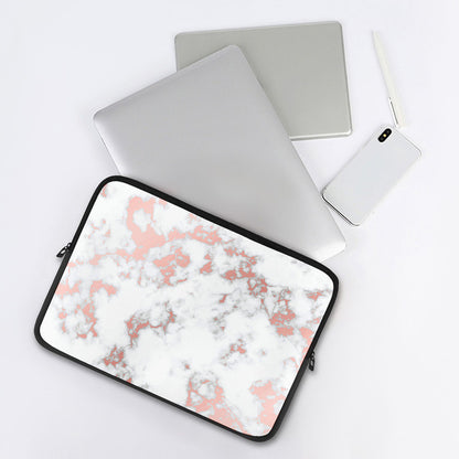 White Rose Gold Marble Print Laptop Sleeve