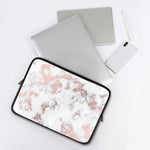 White Rose Gold Marble Print Laptop Sleeve