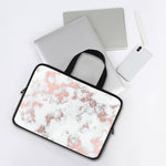 White Rose Gold Marble Print Laptop Sleeve With Handle