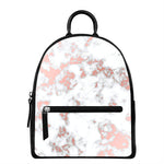 White Rose Gold Marble Print Leather Backpack