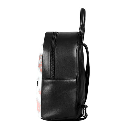 White Rose Gold Marble Print Leather Backpack