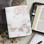 White Rose Gold Marble Print Leather Bible Cover