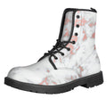 White Rose Gold Marble Print Lace-Up Boots