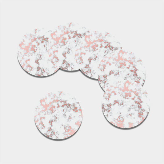 White Rose Gold Marble Print Leather Coaster Set