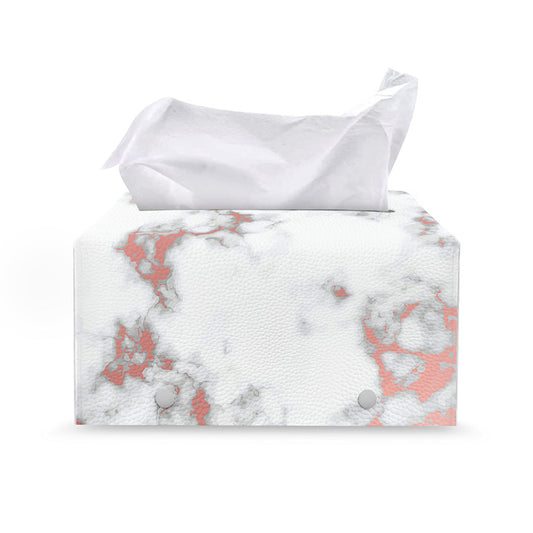 White Rose Gold Marble Print Leather Tissue Box Cover