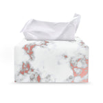 White Rose Gold Marble Print Leather Tissue Box Cover