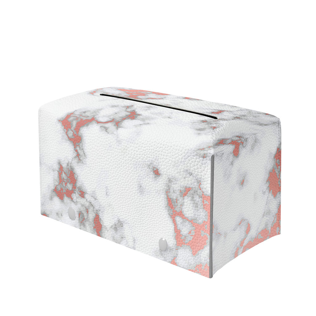 White Rose Gold Marble Print Leather Tissue Box Cover