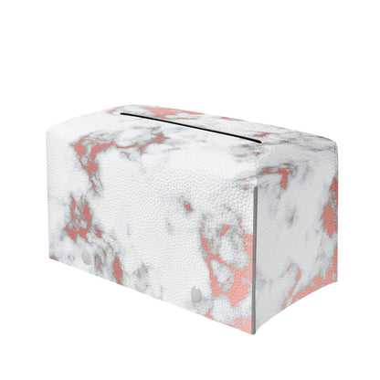 White Rose Gold Marble Print Leather Tissue Box Cover