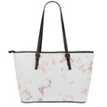 White Rose Gold Marble Print Leather Tote Bag With Zipper