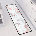 White Rose Gold Marble Print Long Kitchen Mat