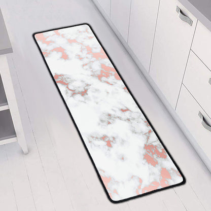 White Rose Gold Marble Print Long Kitchen Mat