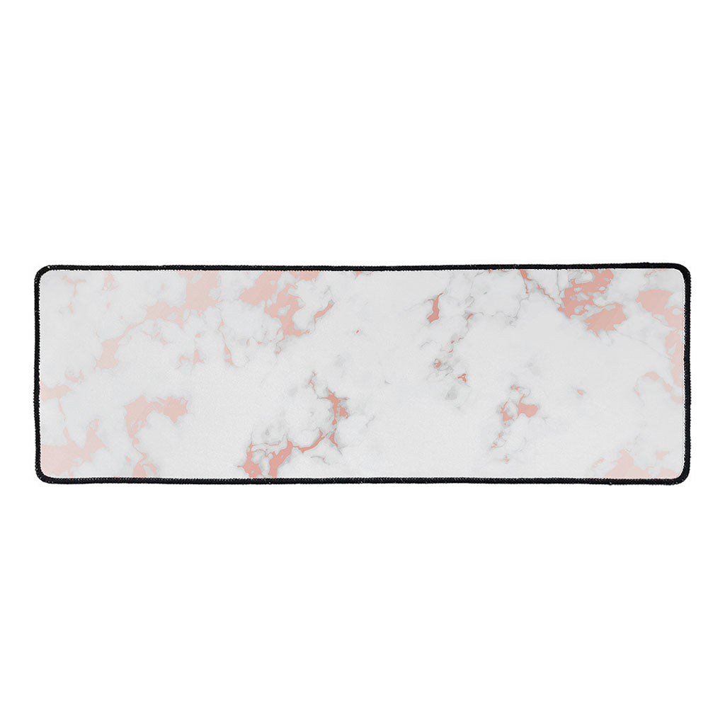 White Rose Gold Marble Print Long Kitchen Mat