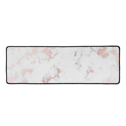 White Rose Gold Marble Print Long Kitchen Mat