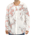 White Rose Gold Marble Print Long Sleeve Baseball Jersey