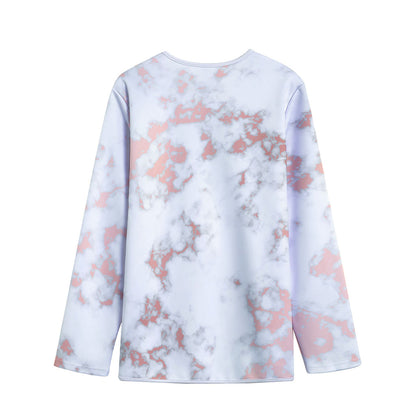 White Rose Gold Marble Print Long Sleeve Short Coat
