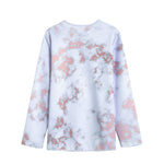 White Rose Gold Marble Print Long Sleeve Short Coat