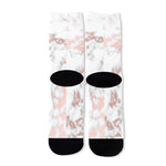 White Rose Gold Marble Print Long Socks