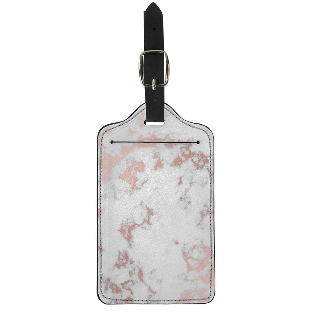White Rose Gold Marble Print Luggage Tag