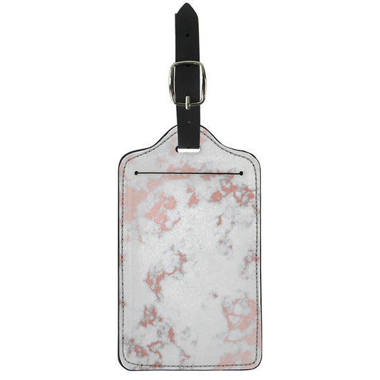White Rose Gold Marble Print Luggage Tag