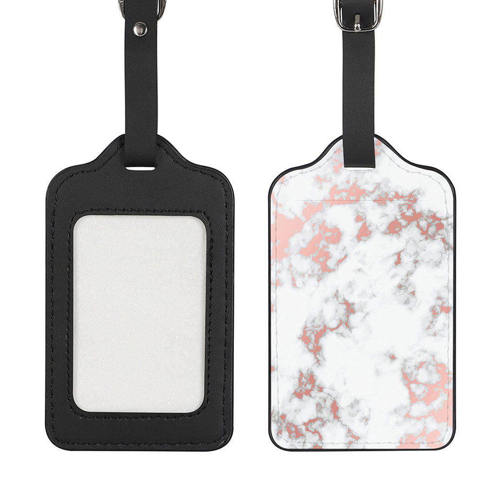 White Rose Gold Marble Print Luggage Tag