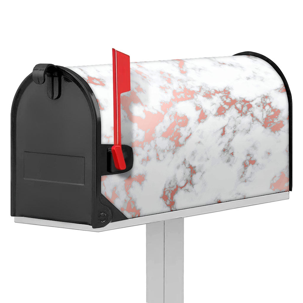 White Rose Gold Marble Print Mailbox Cover