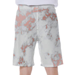 White Rose Gold Marble Print Men's Beach Shorts