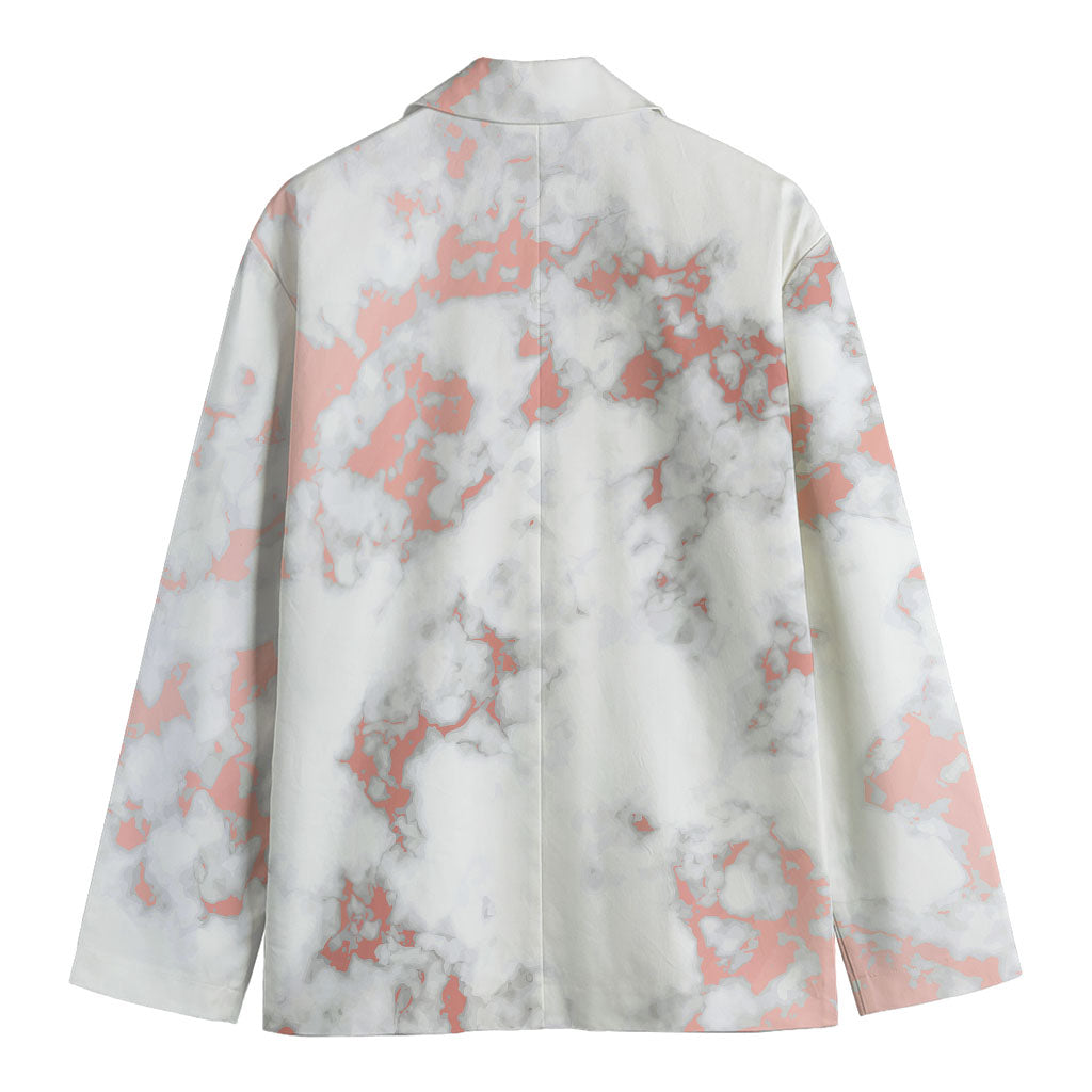 White Rose Gold Marble Print Men's Blazer